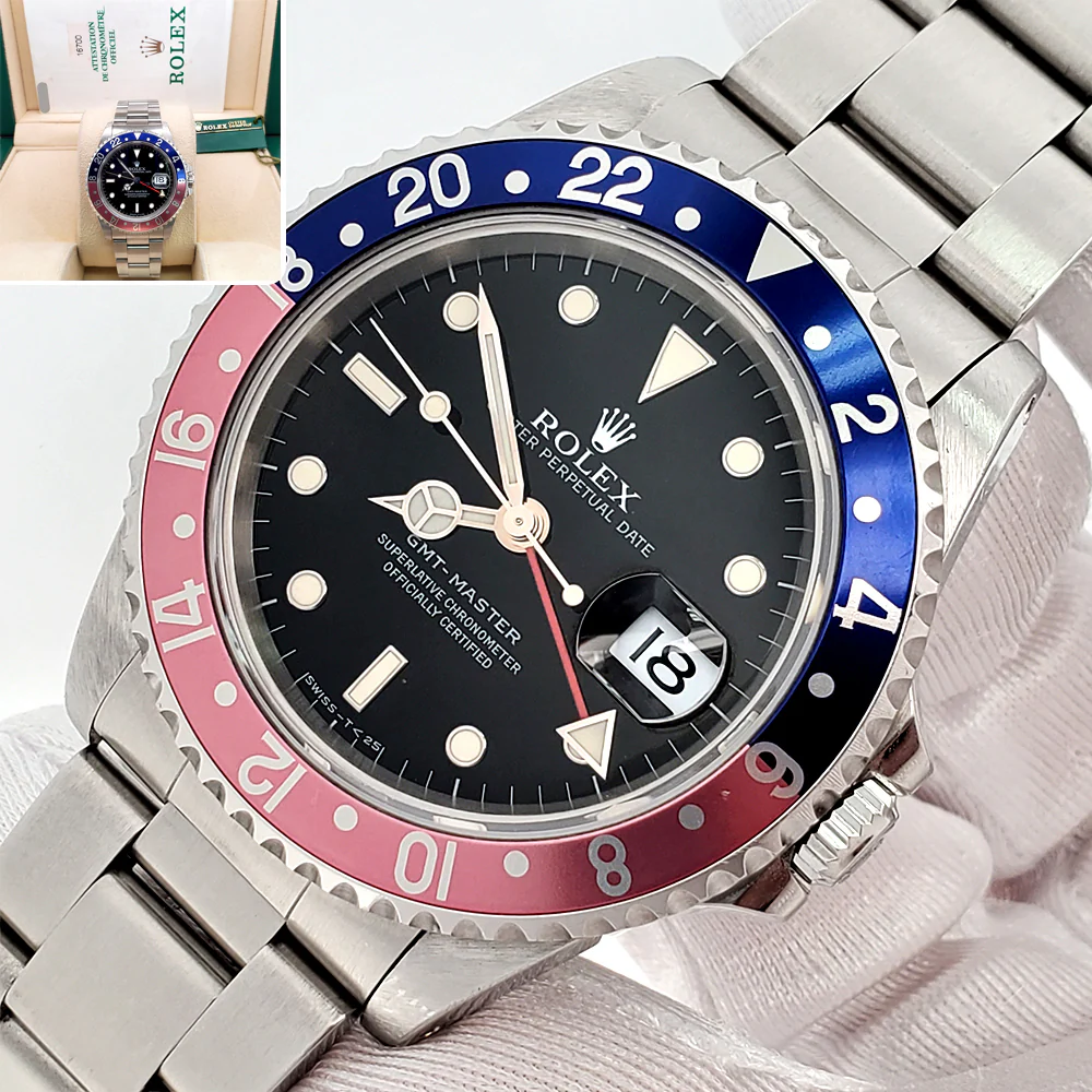 1998 Rolex GMT-Master Pepsi Bezel Steel Oyster 40mm Watch 16700 Box/Papers/Tag