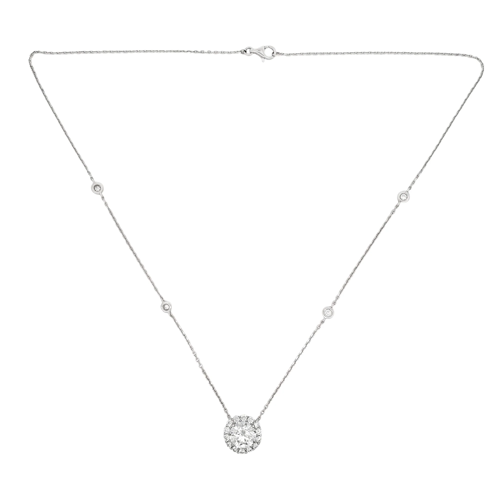 2.3 Ct Lab-Grown Diamond 18K White Gold Pendant & White Gold Diamond Necklace - Image 3