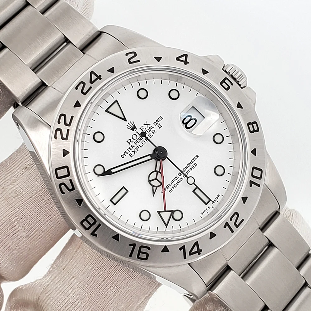 2000 Rolex Explorer II 40mm Polar White Steel Oyster Watch 16570 Box Papers - Image 2