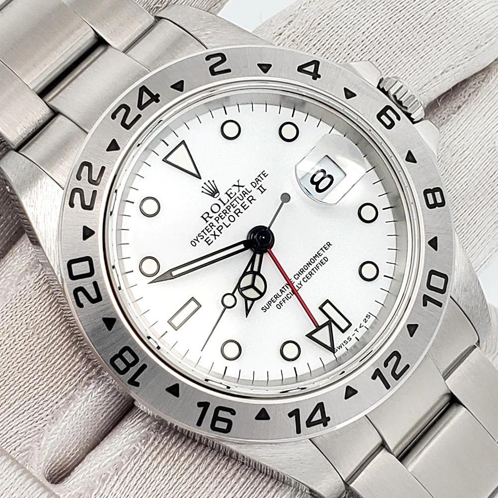 2000 Rolex Explorer II 40mm Polar White Steel Oyster Watch 16570 Box Papers - Image 2