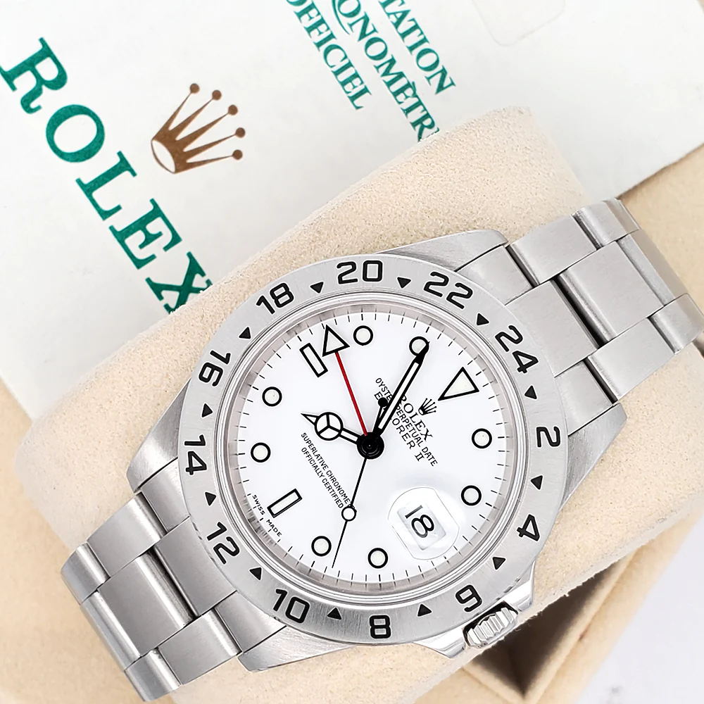 2001 Rolex Explorer II Polar White Steel Oyster 40mm Watch 16570 Box Papers - Image 4