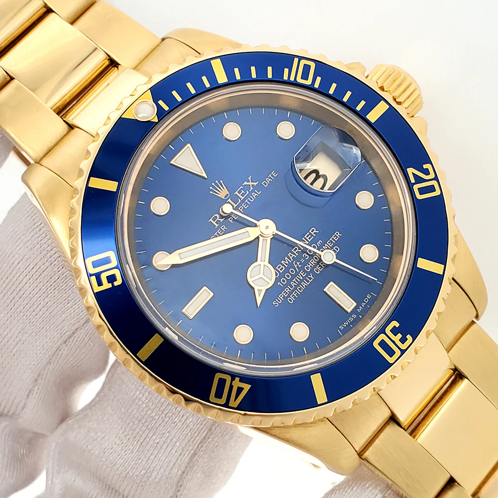 2005 Rolex Submariner Date 18K Yellow Gold Factory Blue Dial/Bezel 40mm Oyster Watch 16618 T - Image 2