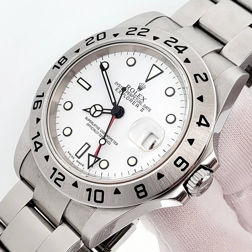 2005 Unpolished Rolex Explorer II Polar White Steel Oyster 40mm Watch 16570 Box Papers - Image 3