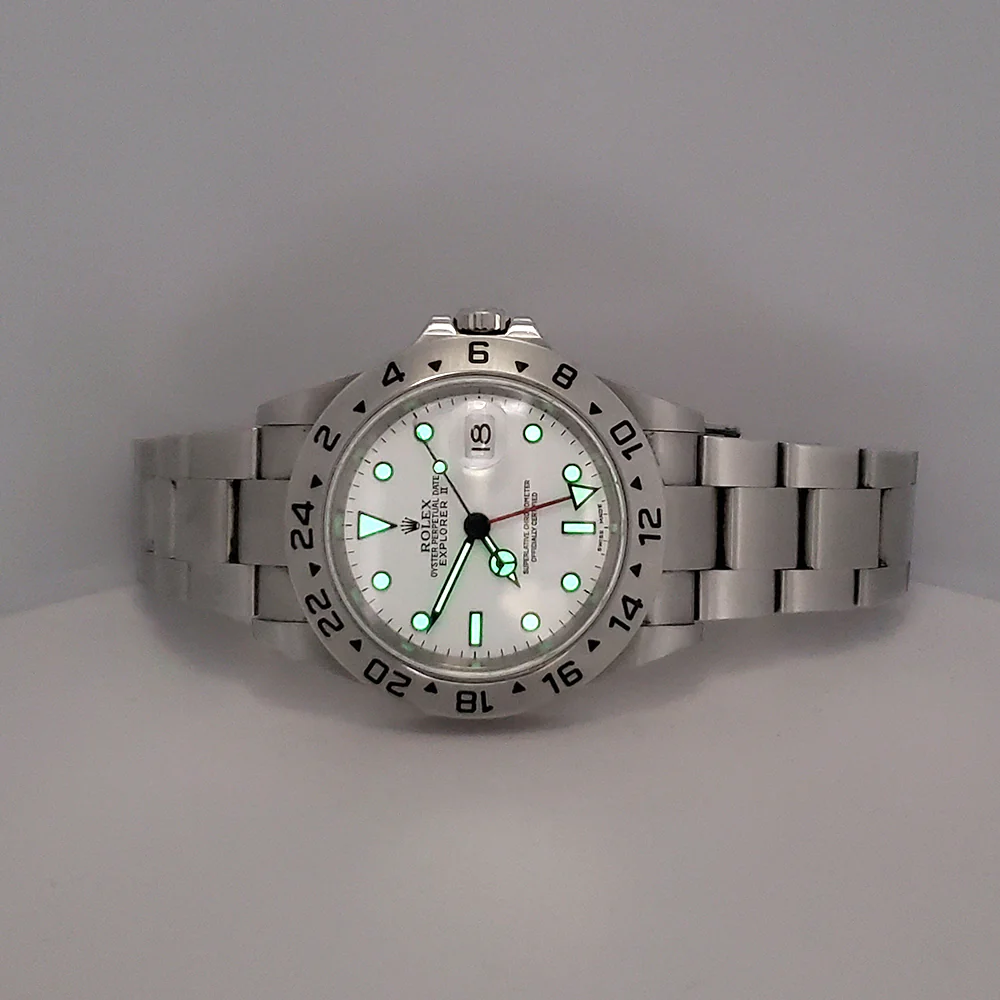 2005 Unpolished Rolex Explorer II Polar White Steel Oyster 40mm Watch 16570 Box Papers - Image 8