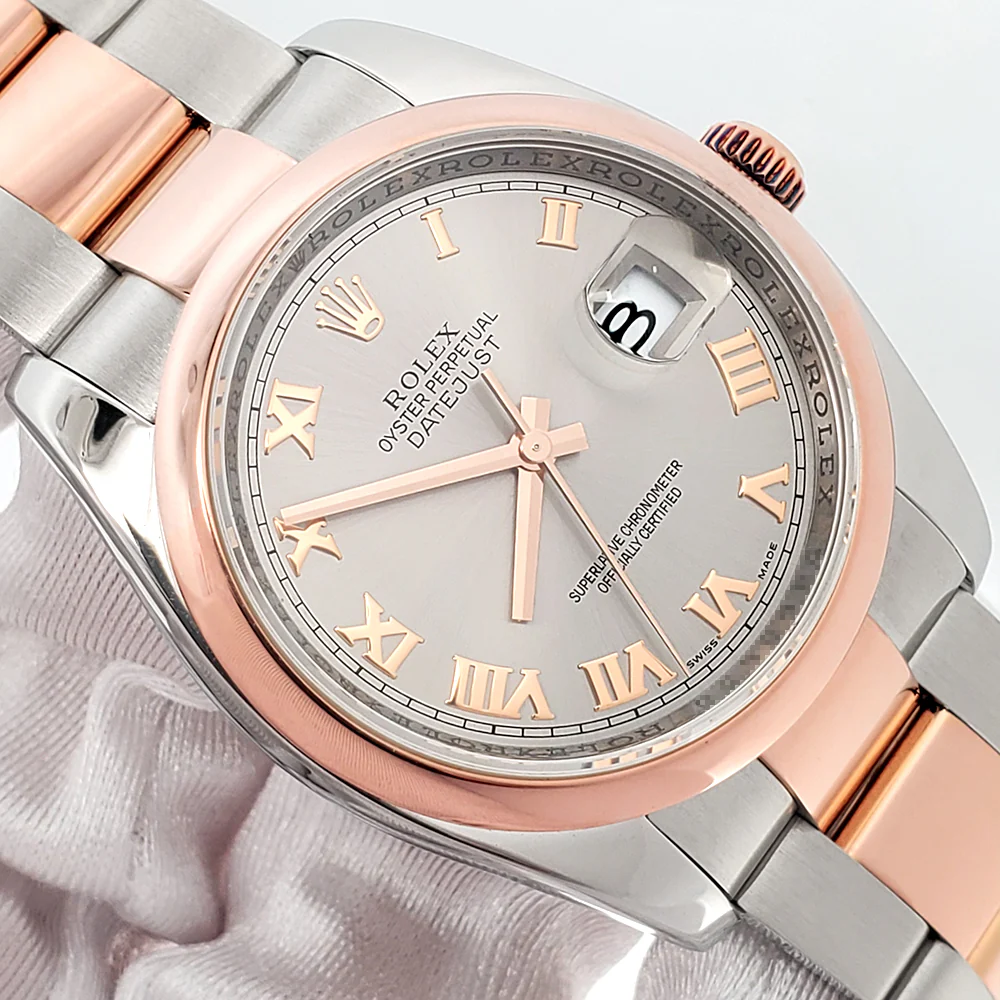 2007 Rolex Datejust 36mm Slate Roman Dial 2-tone Rose Gold/Steel Oyster Watch 116201 Box/Papers/Tag - Image 2