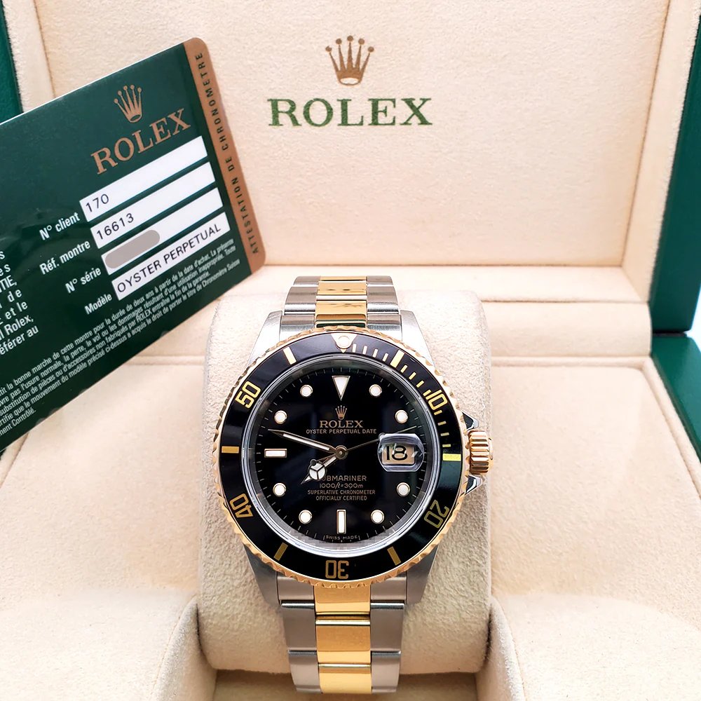 2008 Rolex Submariner Date 16613 Yellow Gold/Steel Black Dial 40mm Watch Box Papers - Image 4