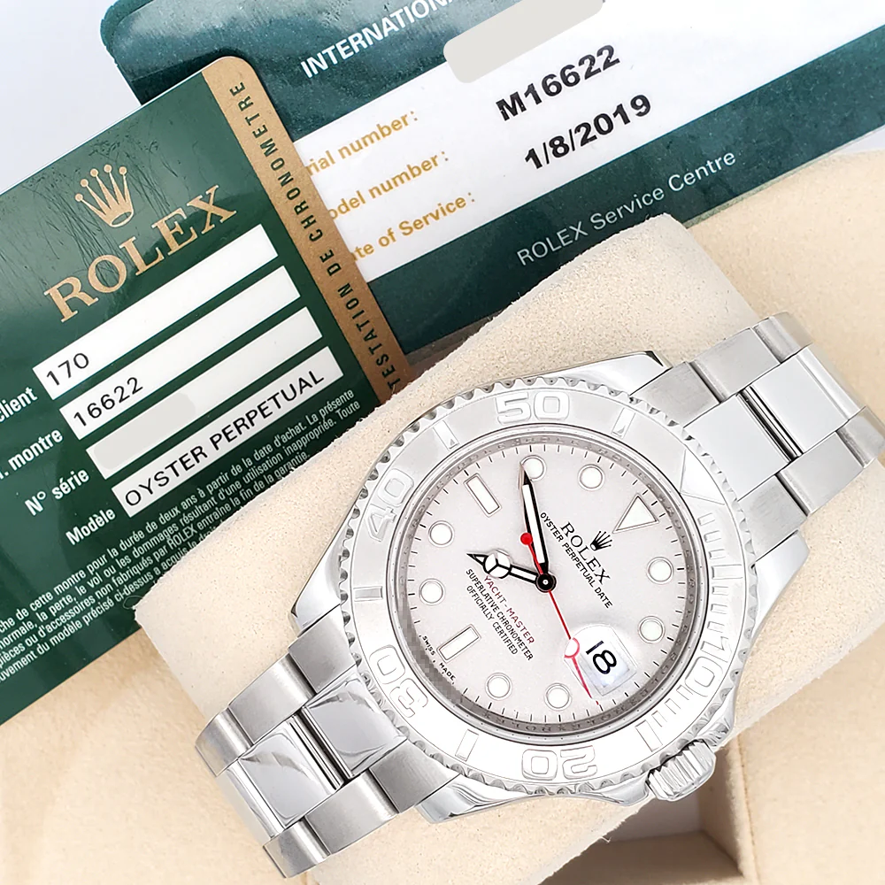 2008 Rolex Yacht-Master 40mm Platinum Bezel Steel Watch 16622 Box Papers/Service Papers - Image 4