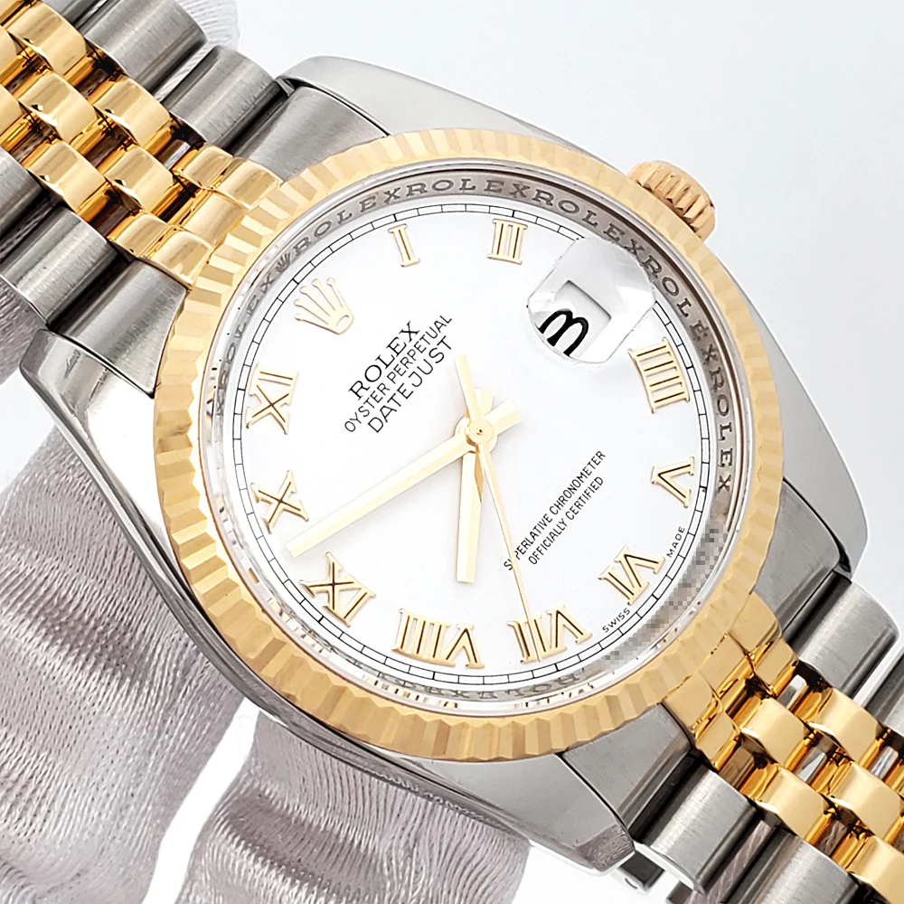 2009 Rolex Datejust White Roman Dial 2-Tone Yellow Gold/Steel Jubilee 36mm 116233 Watch Box Papers - Image 2