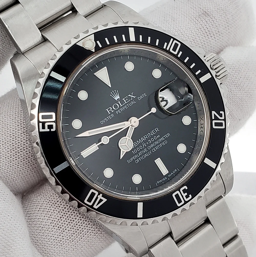 2009 Rolex Submariner Date 40mm Engraved Rehaut Steel Watch 16610 Box Papers - Image 3