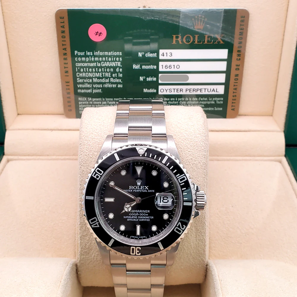 2009 Rolex Submariner Date Engraved Rehaut 40mm Steel Oyster Watch 16610 Box Papers - Image 3