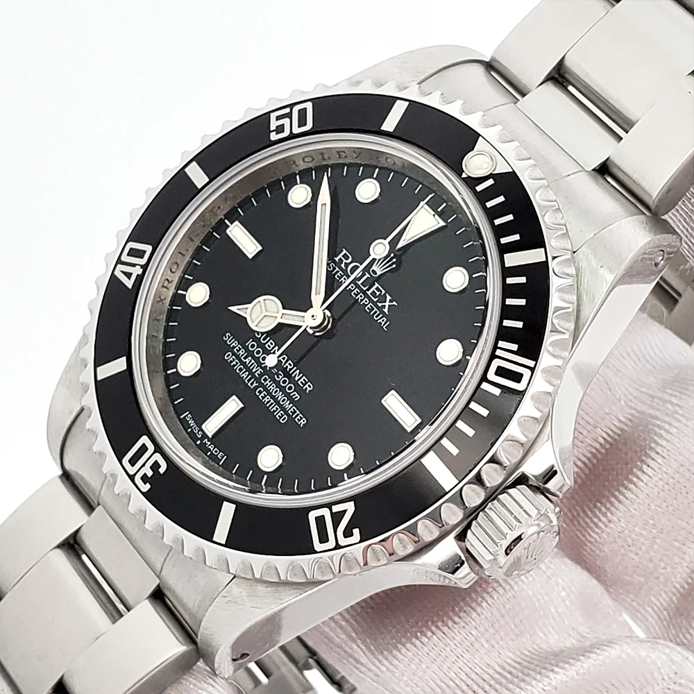 2009 Rolex Submariner Engraved Rehaut No-Date Black Dial Steel 40mm Watch 14060M Box Papers - Image 5