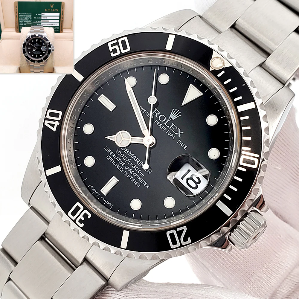 2010 Rolex Submariner Date Engraved Rehaut 40mm Steel Oyster Watch 16610 Box Papers