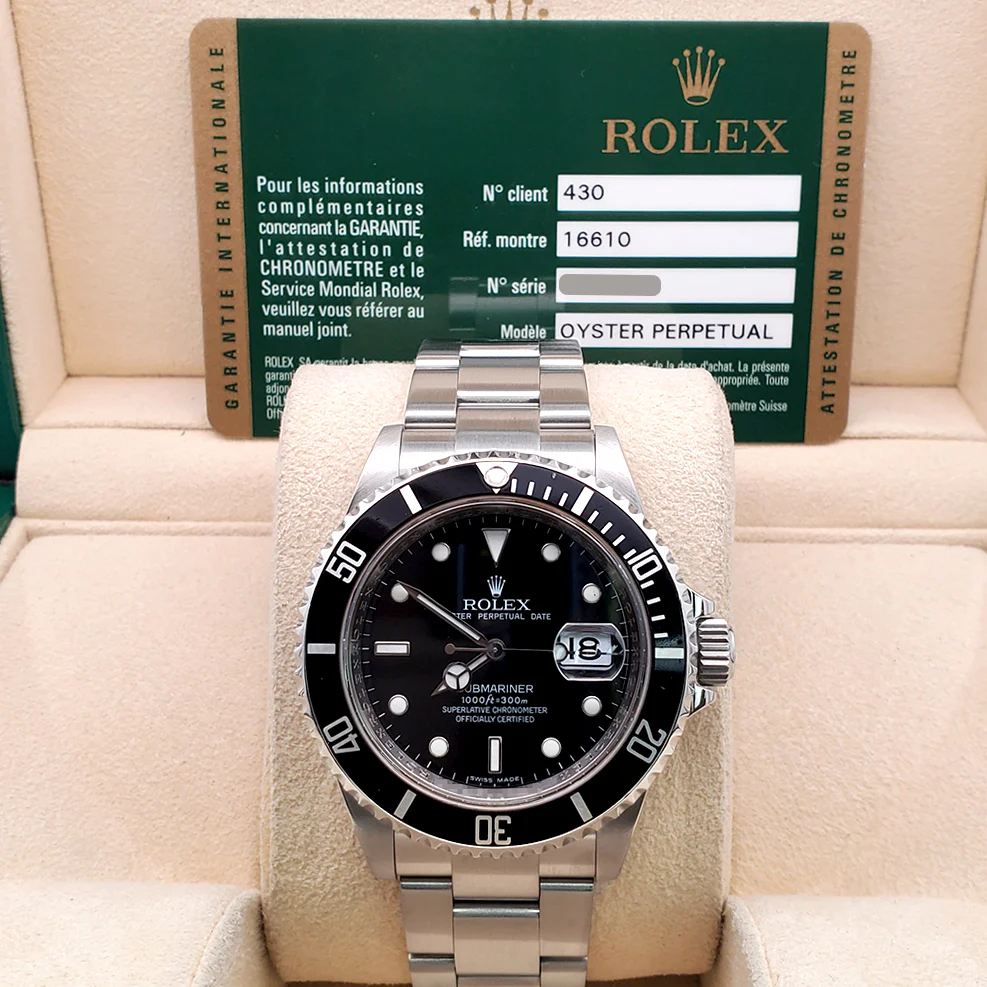 2010 Rolex Submariner Date Engraved Rehaut 40mm Steel Oyster Watch 16610 Box Papers - Image 3
