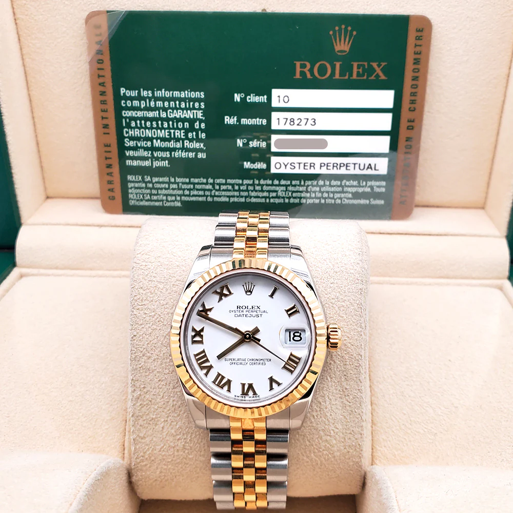 2011 Rolex Datejust White Roman 2-tone Yellow Gold/Steel Jubilee 31mm Watch 178273 Box Papers - Image 3