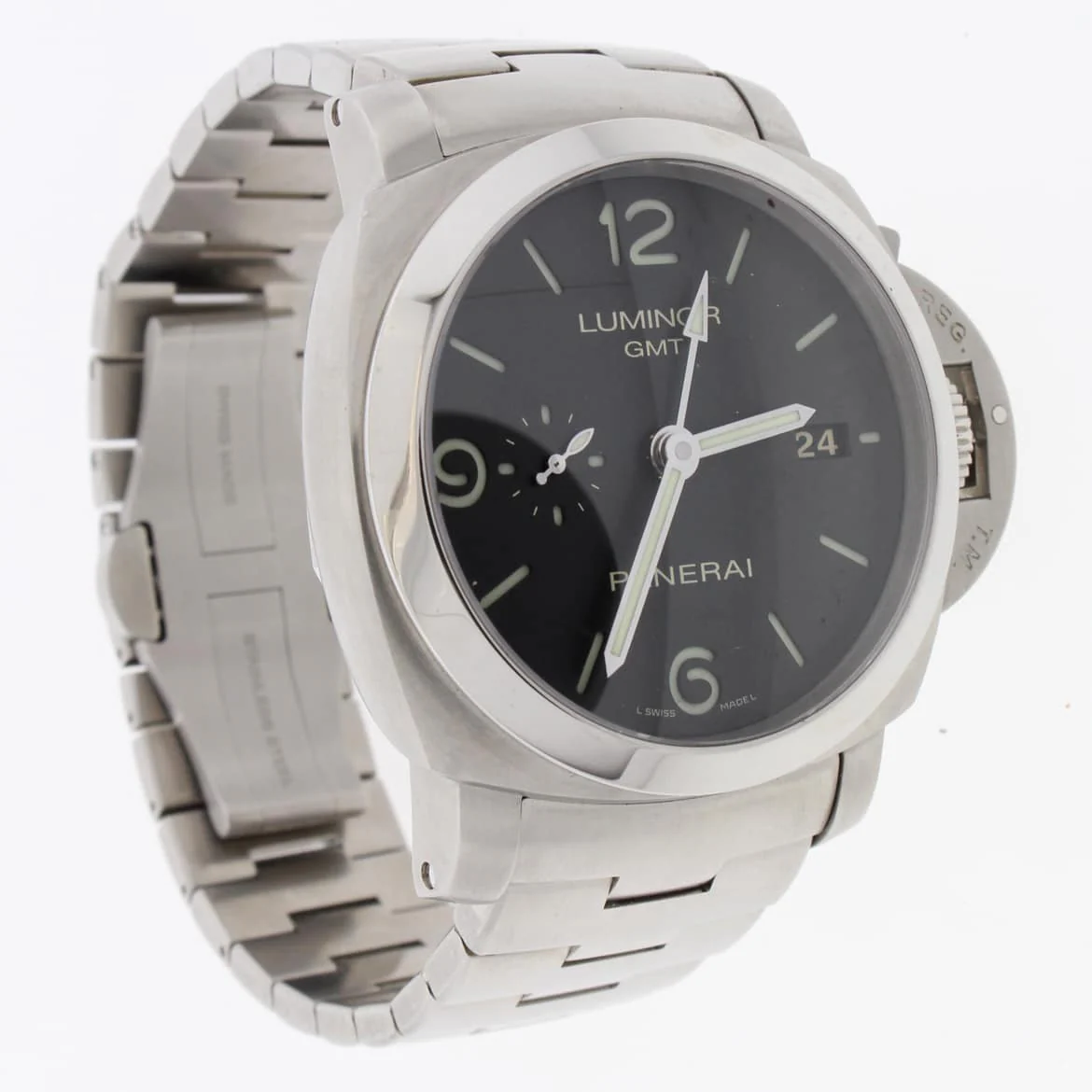 2012 Panerai Luminor GMT 44MM Automatic Stainless Steel Mens Watch PAM329