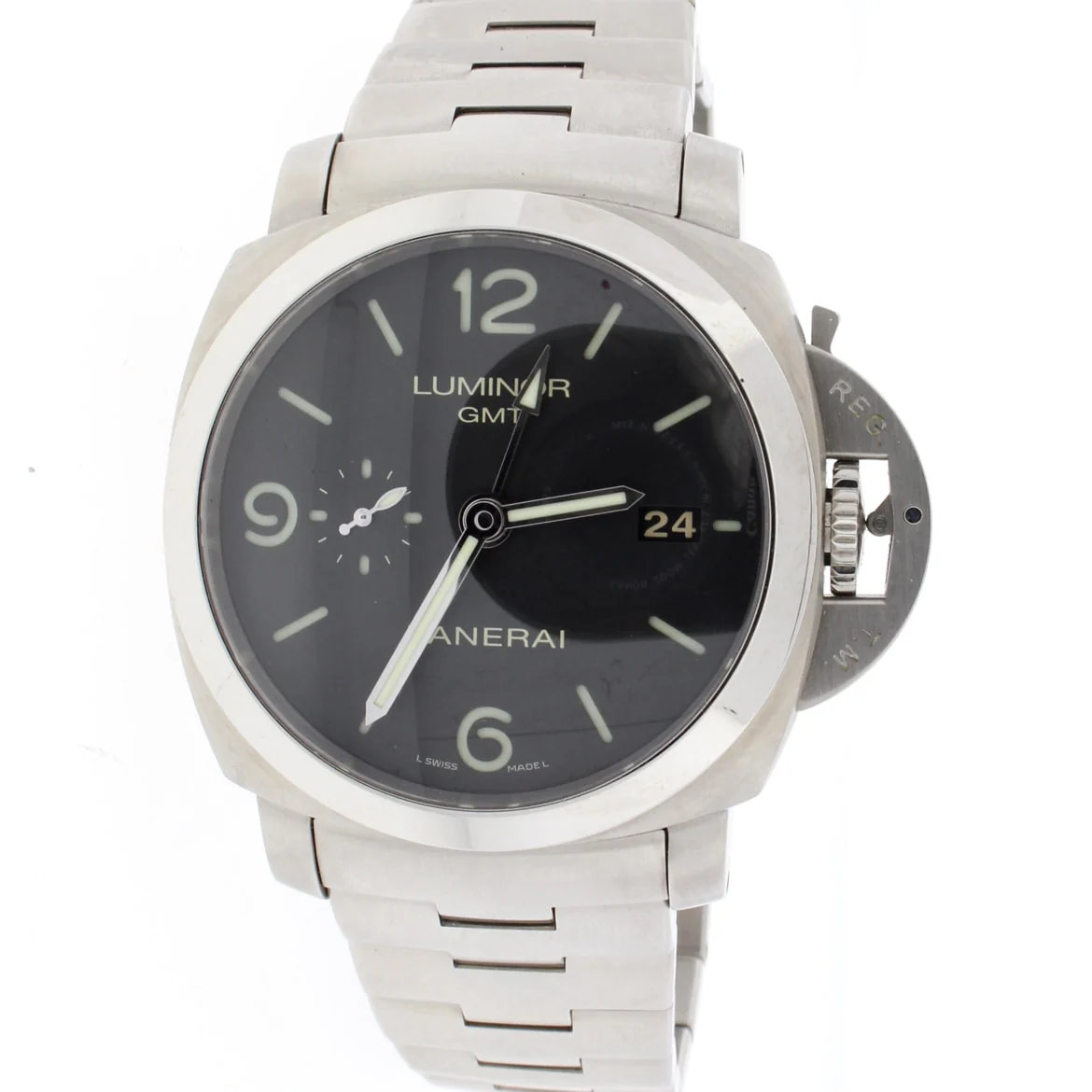 2012 Panerai Luminor GMT 44MM Automatic Stainless Steel Mens Watch PAM329 - Image 2