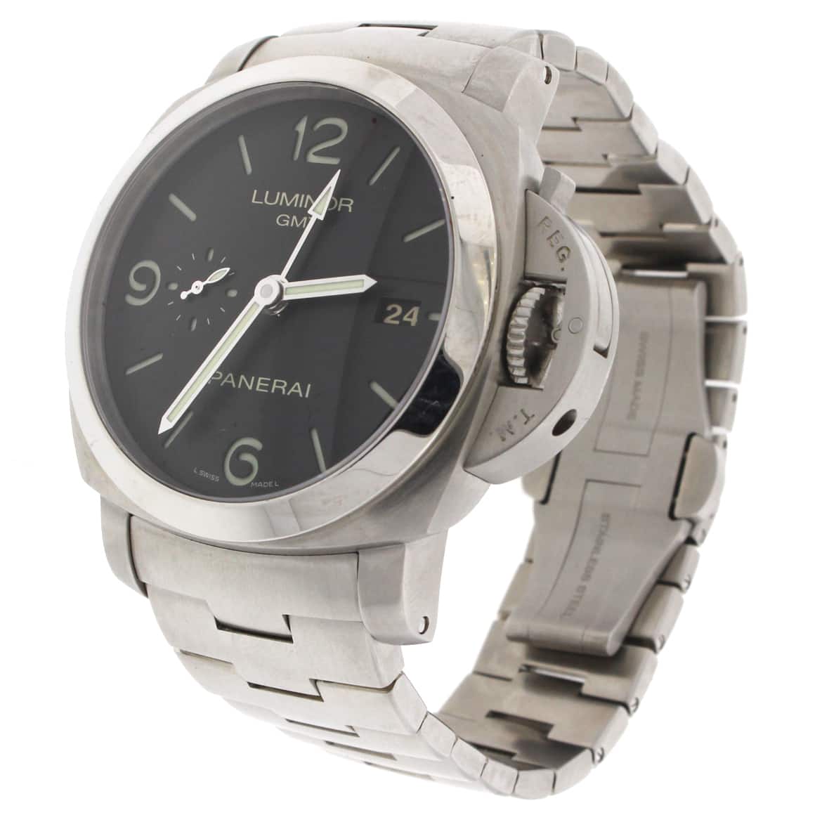 2012 Panerai Luminor GMT 44MM Automatic Stainless Steel Mens Watch PAM329 - Image 3