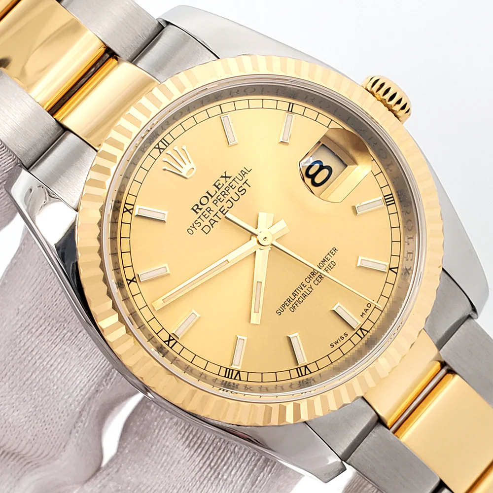 2012 Rolex Datejust 36mm 2-Tone Yellow Gold/Steel Champagne Dial Oyster Watch 116233 Papers - Image 2