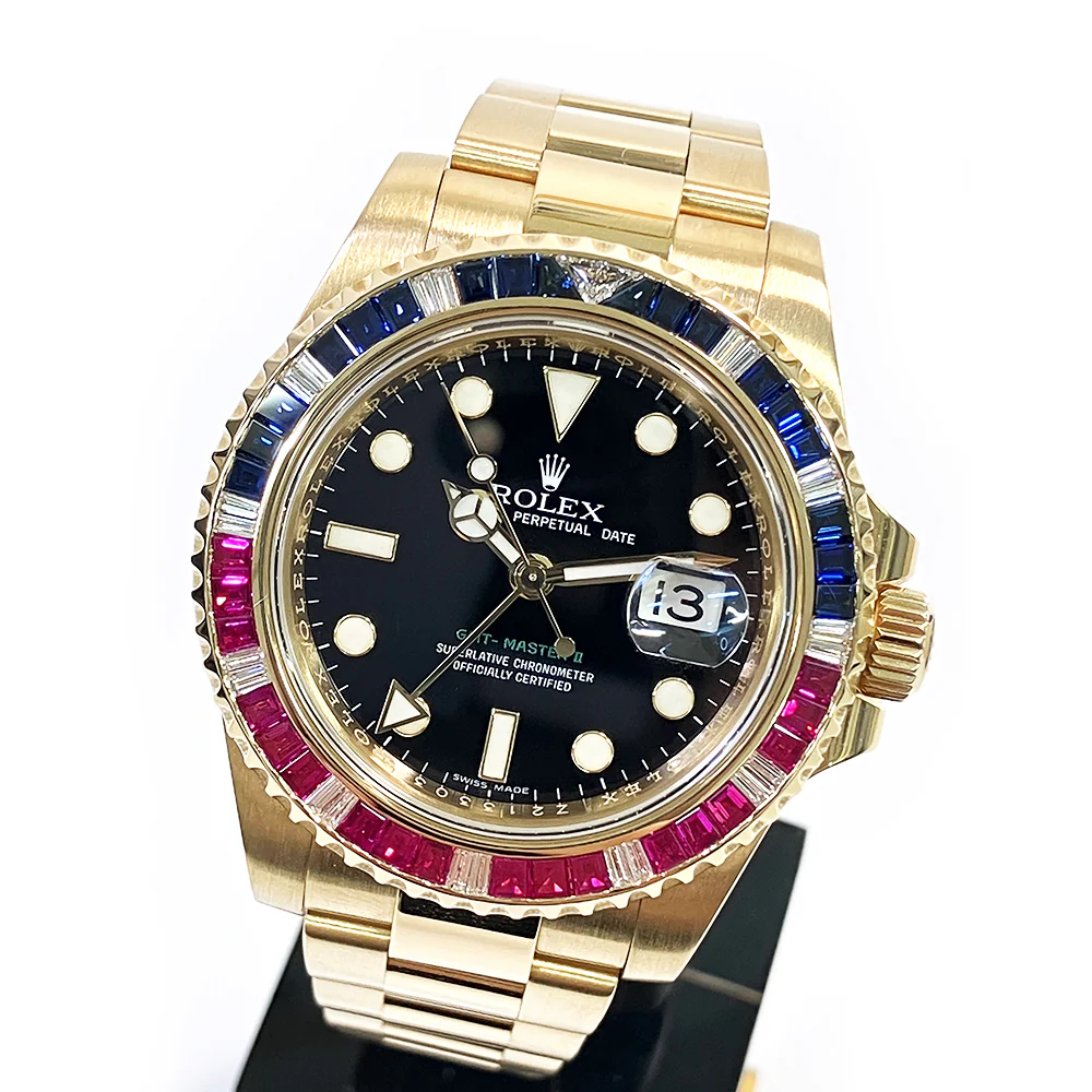 2012 Rolex GMT-Master II 116748SARU, 40mm, Yellow Gold, "SARU" Sapphire/Ruby/Diamond Bezel w/ Original Box and Cards - Image 4