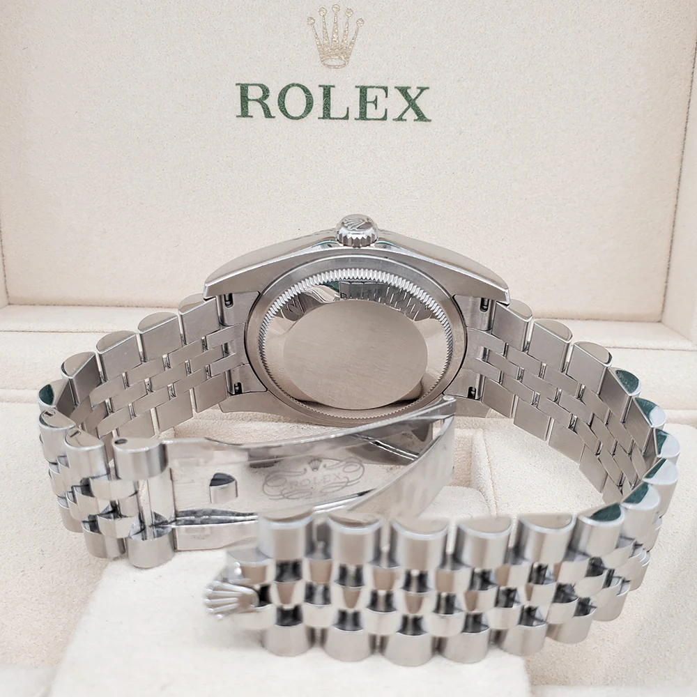 2013 Rolex Datejust White Index White Gold Fluted Bezel Steel Jubilee 36mm Watch 116234 Box Papers - Image 6