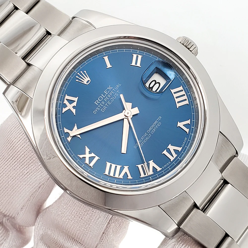 2014 Rolex Datejust II 116300 Blue Roman Dial Steel Oyster 41mm Watch Box Papers - Image 2