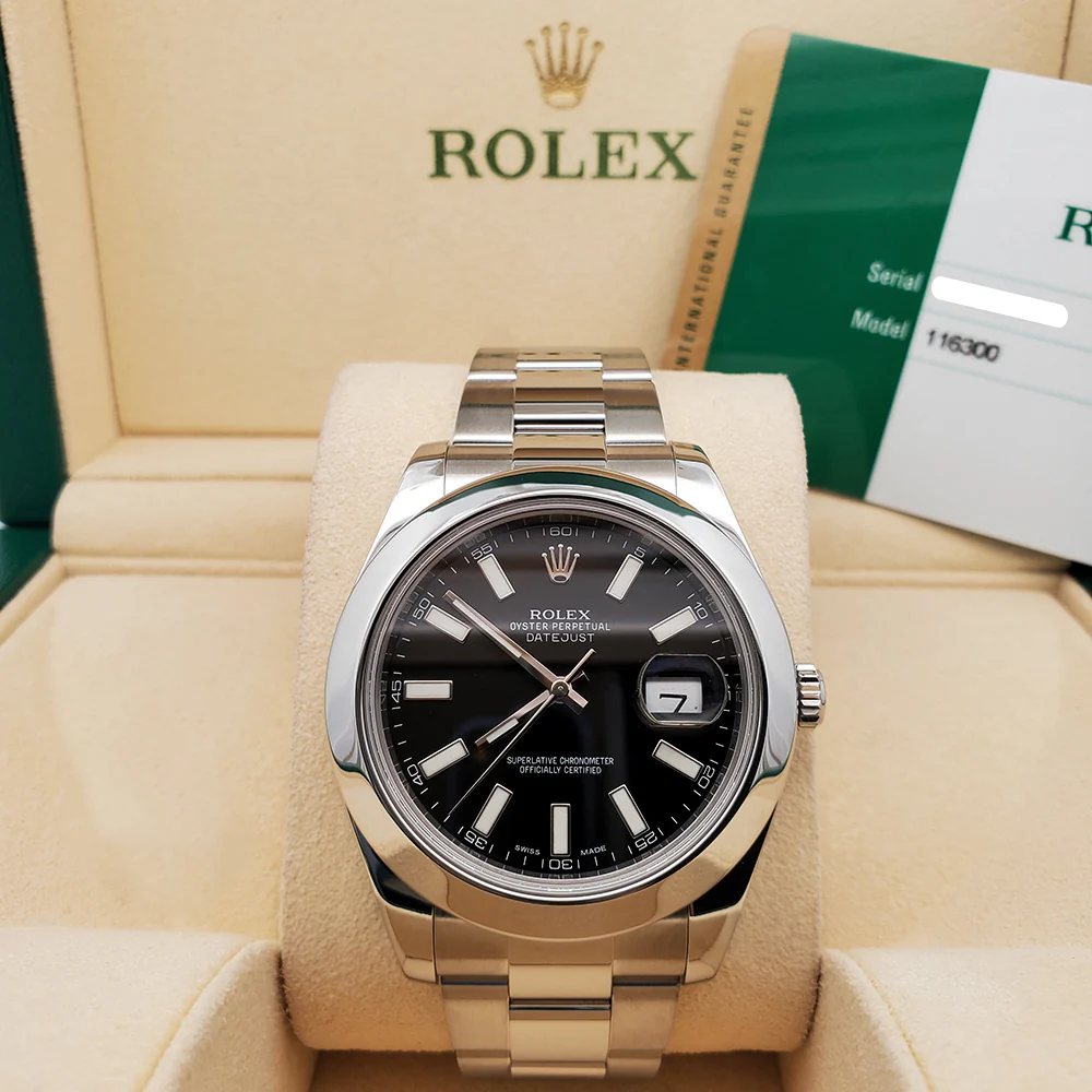 2015 Rolex Datejust II 41mm 116300 Black Index Dial Steel Oyster Watch Box Papers - Image 3