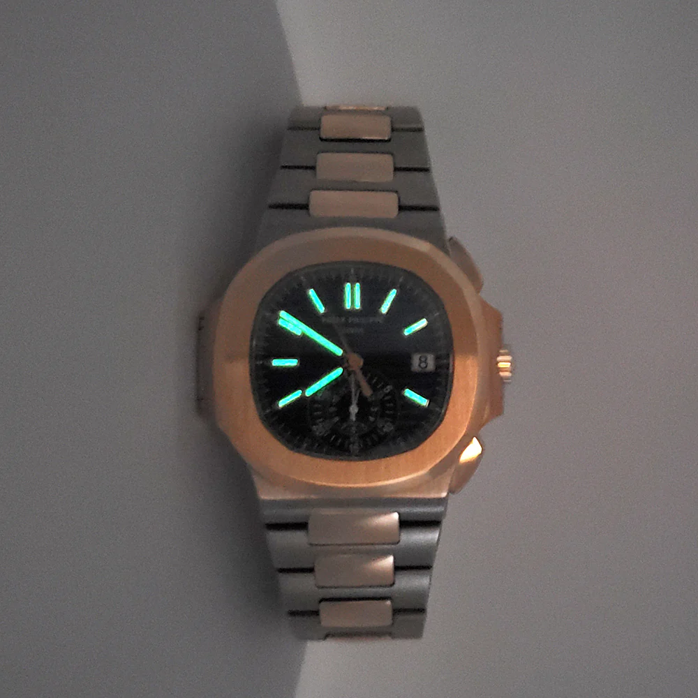 2016 Patek Philippe Nautilus Chronograph 5980/1AR-001 Blue Dial 2-Tone Rose Gold/Steel Watch Box Papers - Image 10