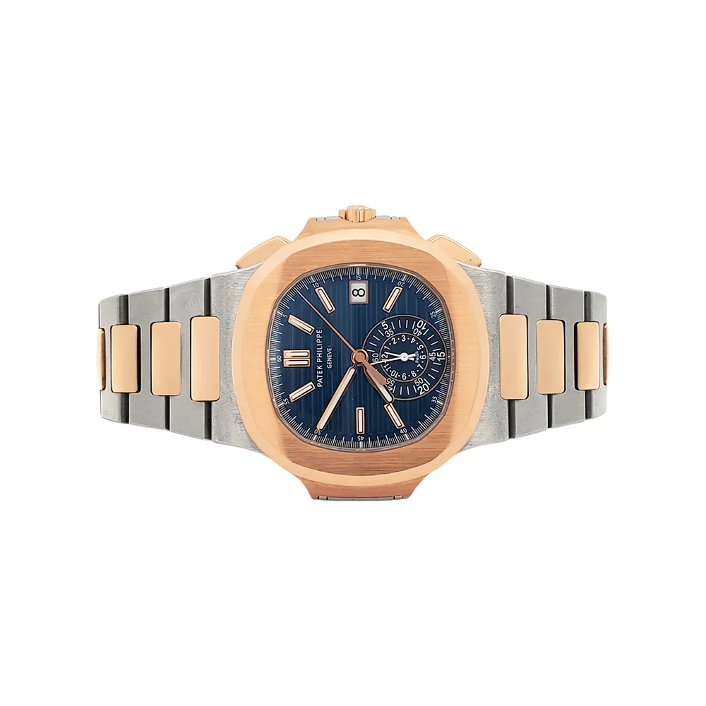 2016 Patek Philippe Nautilus Chronograph 5980/1AR-001 Blue Dial 2-Tone Rose Gold/Steel Watch Box Papers - Image 6