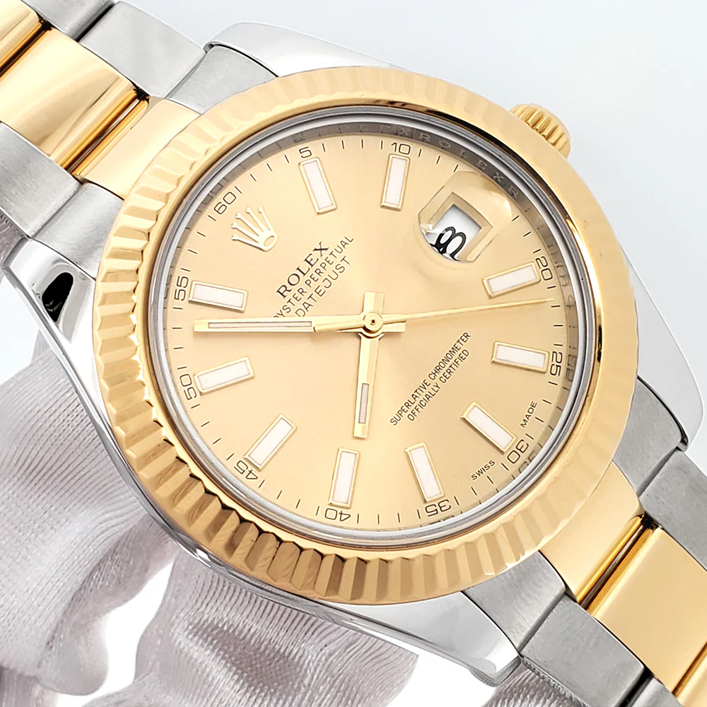 2016 Rolex Datejust II 41mm Champagne Index 2-tone Yellow Gold/Steel 116333 Watch Box/Papers/Tag - Image 2