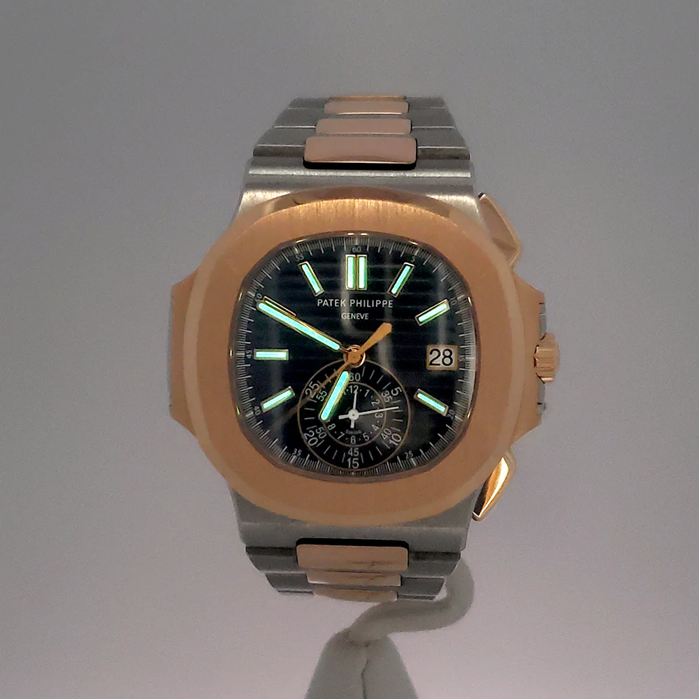 2017 Patek Philippe Nautilus Chronograph 5980/1AR-001 Blue Dial 2-Tone Rose Gold/Steel Watch Box Papers - Image 8