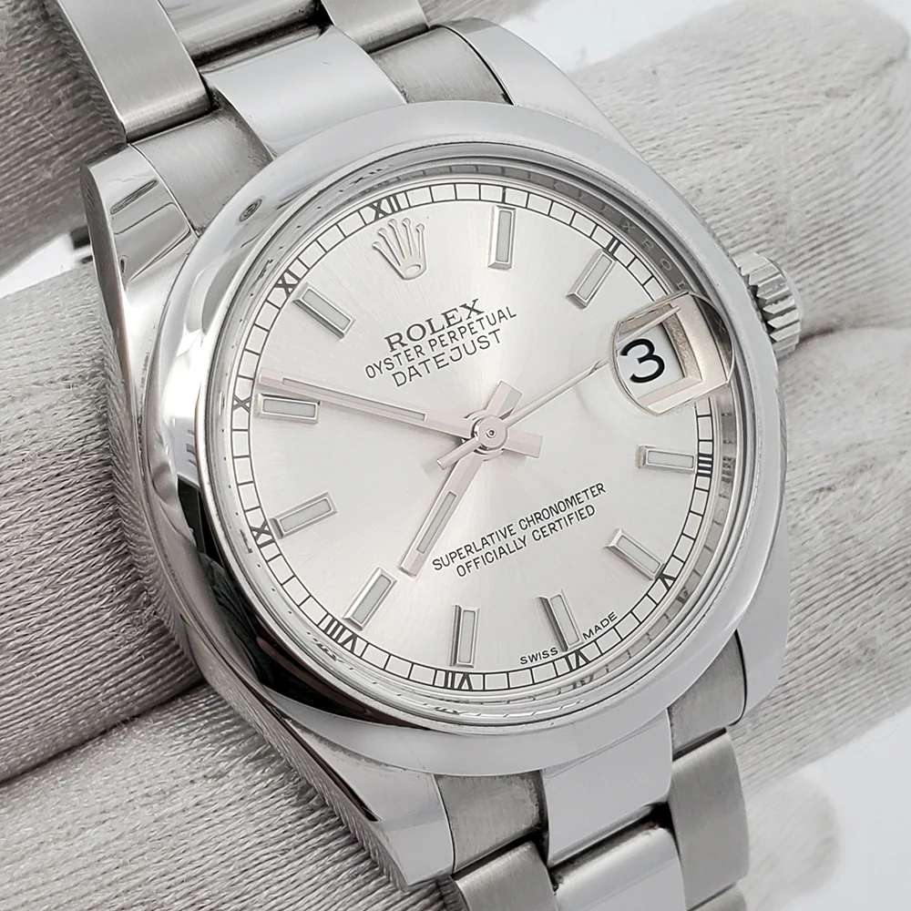 2017 Rolex Datejust 31mm Silver Index Domed Bezel Steel Watch 178240 Box Papers - Image 3