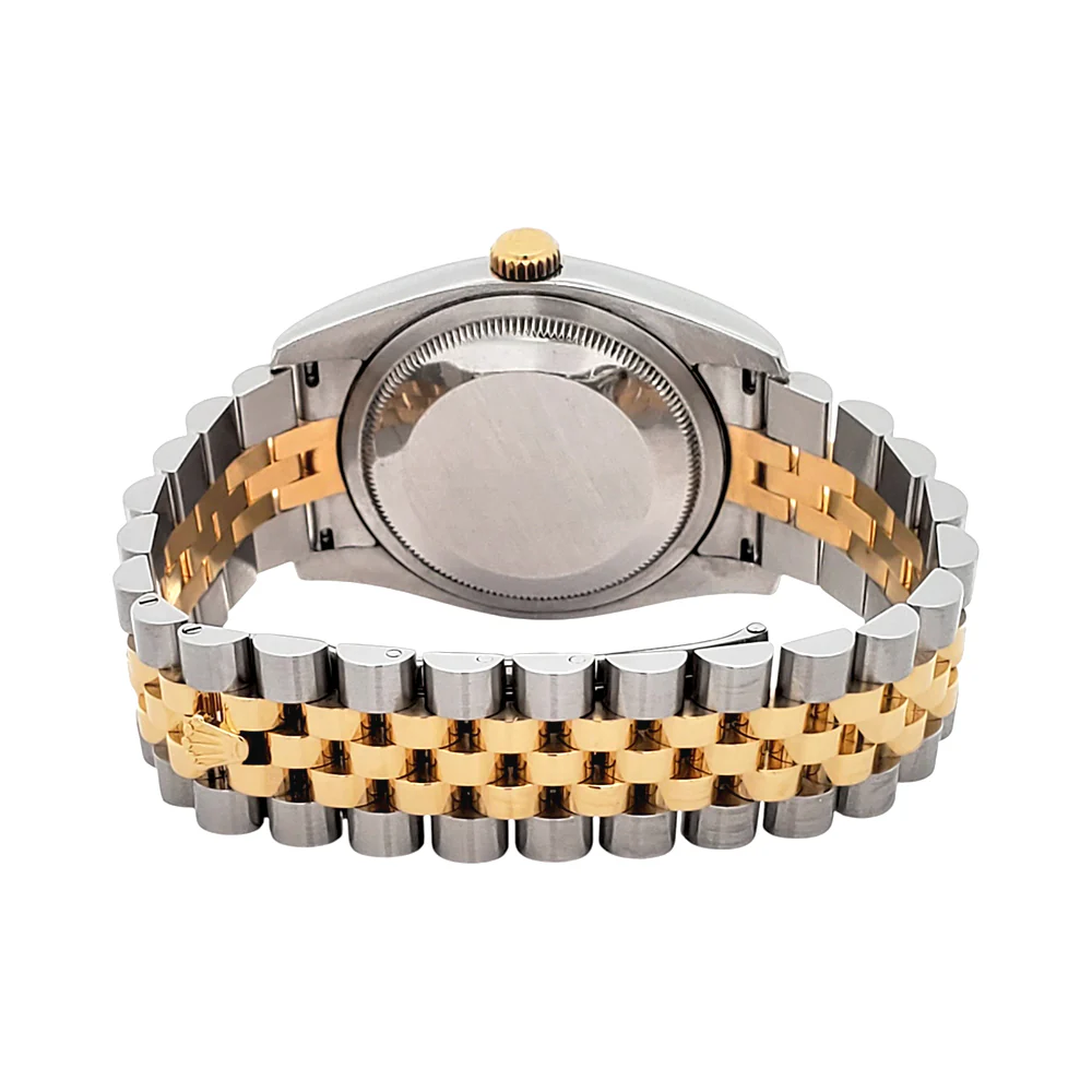 2017 Rolex Datejust Cream Pyramid Roman 2-Tone Yellow Gold/Steel Jubilee 36mm Watch 116233 Box Papers - Image 5