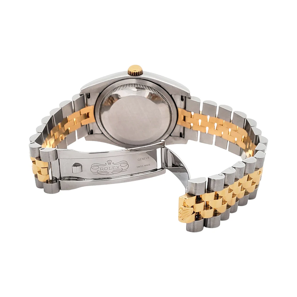 2017 Rolex Datejust Cream Pyramid Roman 2-Tone Yellow Gold/Steel Jubilee 36mm Watch 116233 Box Papers - Image 6