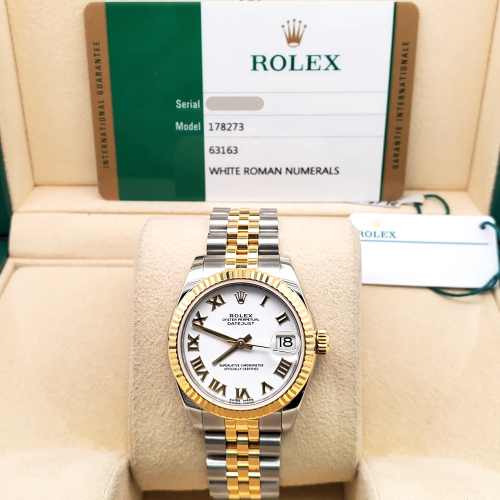 2017 Rolex Datejust White Roman 2-tone Yellow Gold/Steel Jubilee 31mm Watch 178273 Box Papers - Image 3