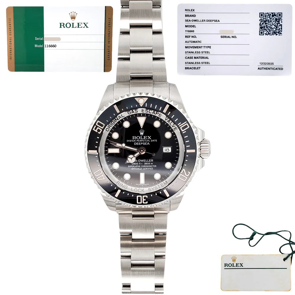 2017 Rolex Sea-Dweller Deepsea 44mm Black Dial Stainless Steel Watch 116660 Papers/Tag - Image 3
