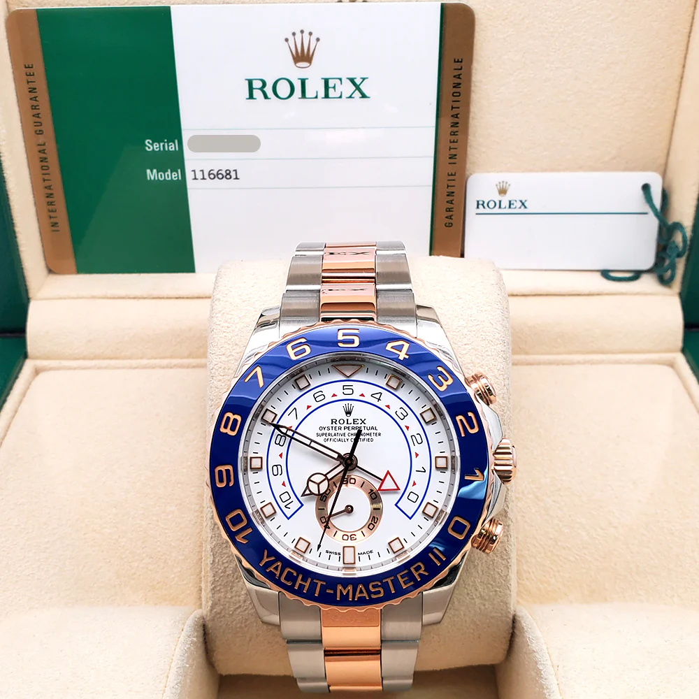 2017 Rolex Yacht-Master II 116681 White Dial Mercedes Hands Rose Gold/Steel 44mm Watch Box/Papers/Tag - Image 3