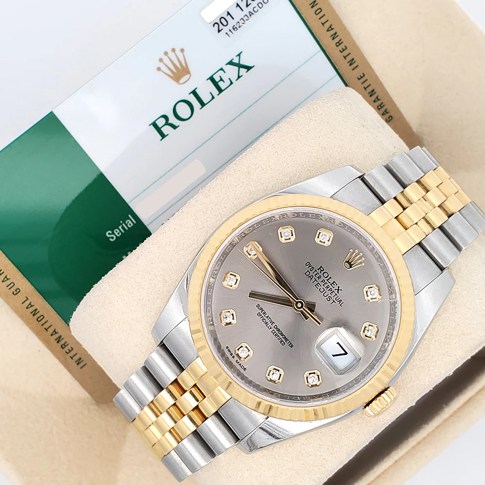 2018 Rolex Datejust 116233 Factory Slate Diamond Dial 2-tone Yellow Gold/Steel Jubilee 36mm Watch Box Papers - Image 4