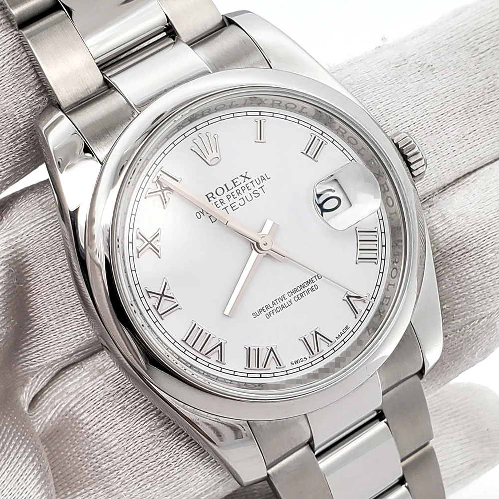 2018 Rolex Datejust 36mm White Roman Dial Steel Oyster Watch 116200 Box Papers - Image 3
