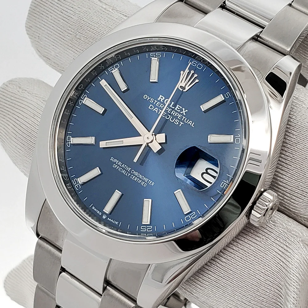 2018 Rolex Datejust 41 Blue Index Dial Oyster Steel Watch 126300 Box Papers - Image 2