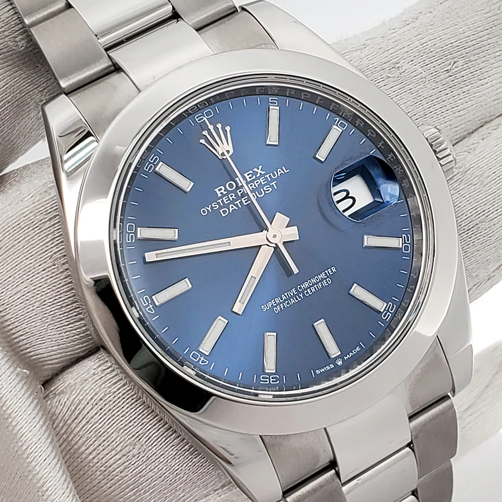 2018 Rolex Datejust 41 Blue Index Dial Oyster Steel Watch 126300 Box Papers - Image 3