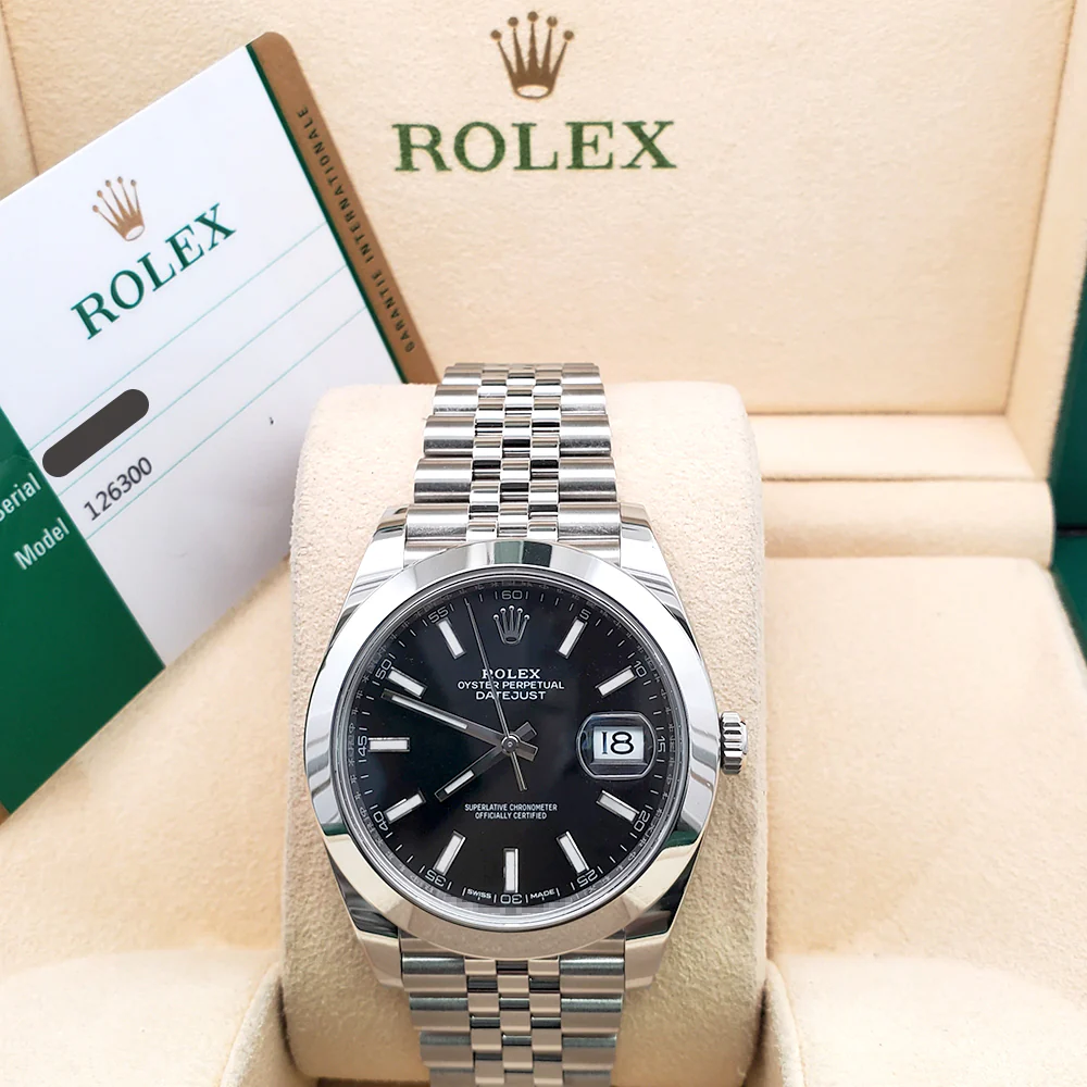2018 Rolex Datejust 41mm Black Index Dial Steel Jubilee Watch 126300 Box Papers - Image 3