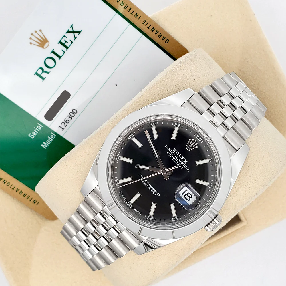2018 Rolex Datejust 41mm Black Index Dial Steel Jubilee Watch 126300 Box Papers - Image 4
