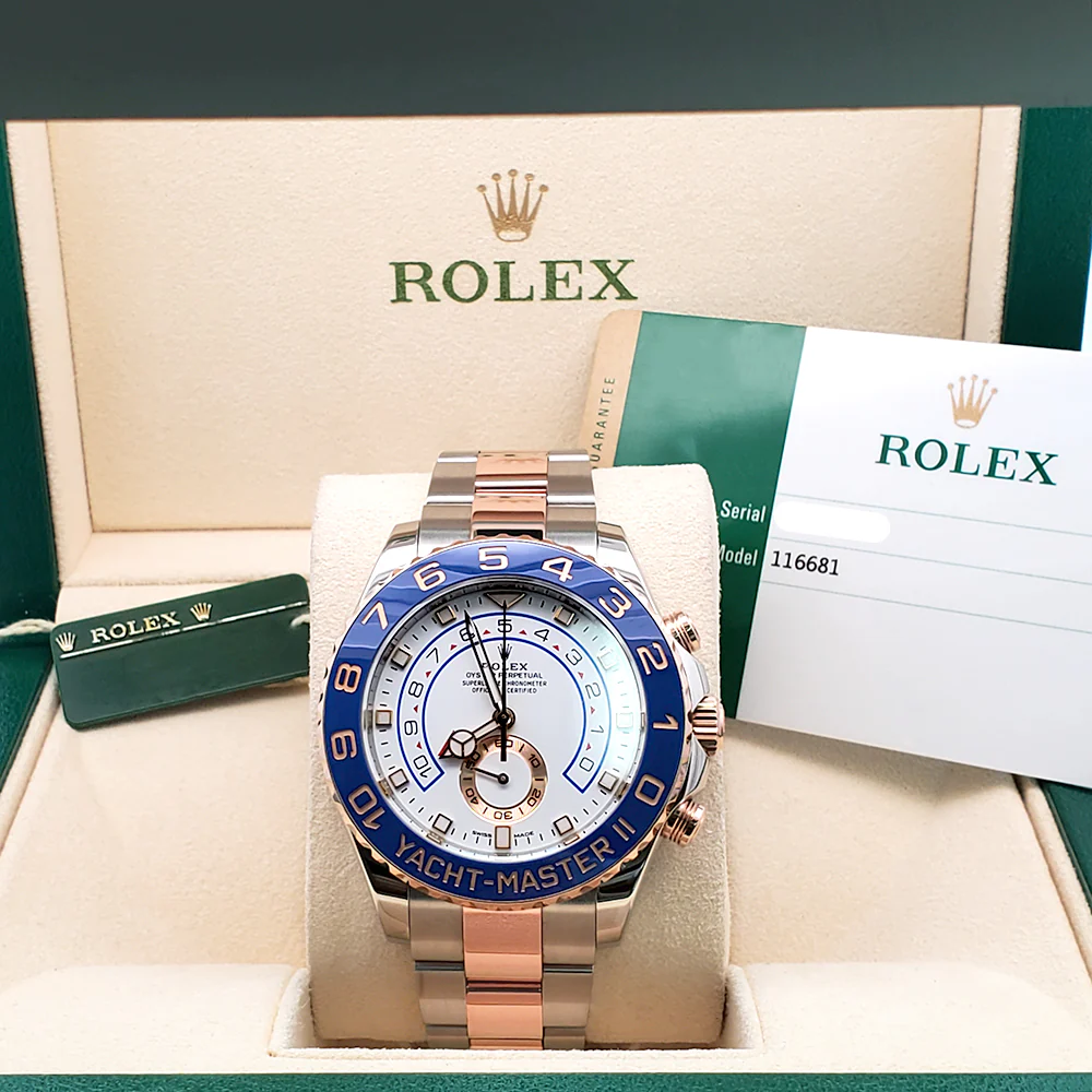 2018 Rolex Yacht-Master II 116681 White Dial Rolesor Rose Gold and Steel 44mm Watch Box Papers - Image 3