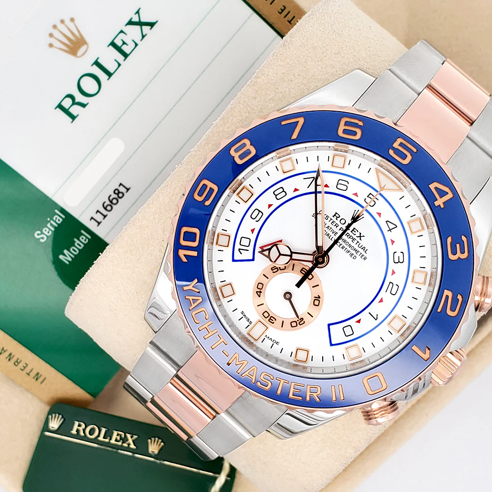 2018 Rolex Yacht-Master II 116681 White Dial Rolesor Rose Gold and Steel 44mm Watch Box Papers - Image 4