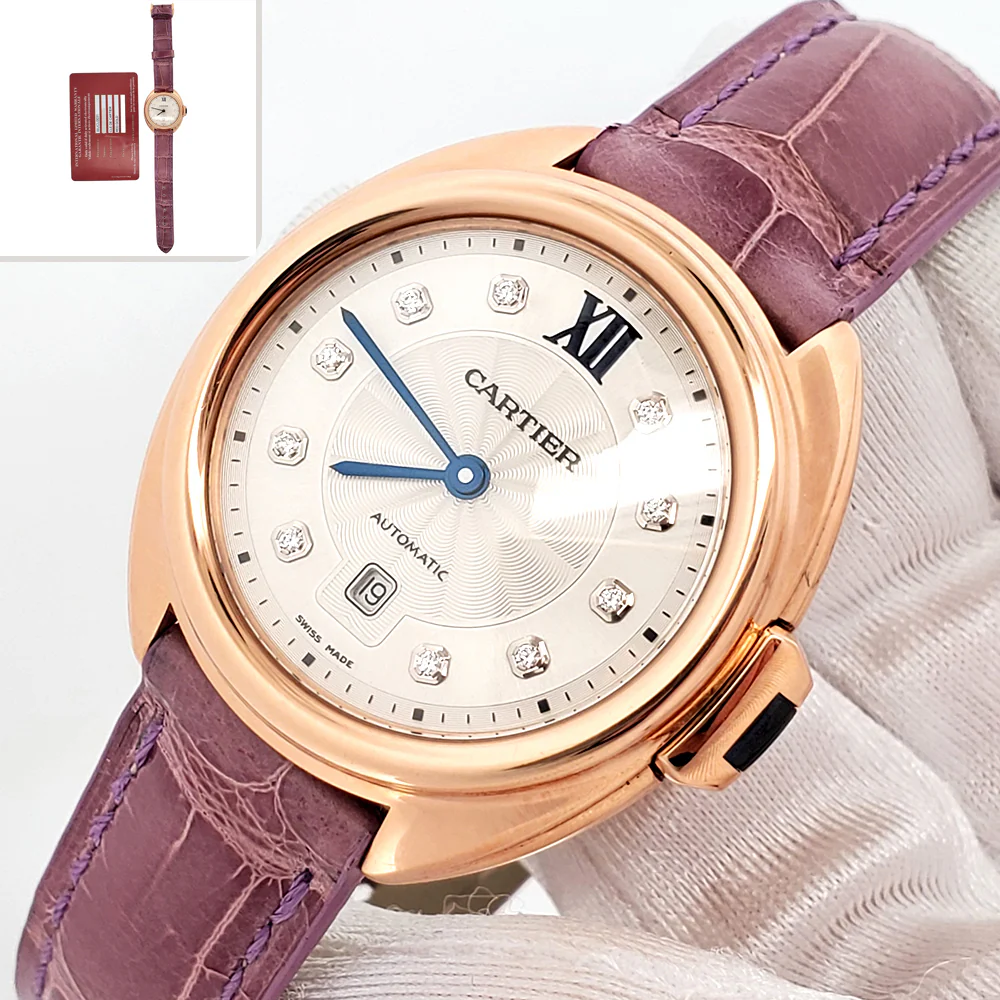 2019 Cartier CLÉ Factory Diamond Dial Rose Gold 3947 WJCL0031 31mm Watch Box Papers