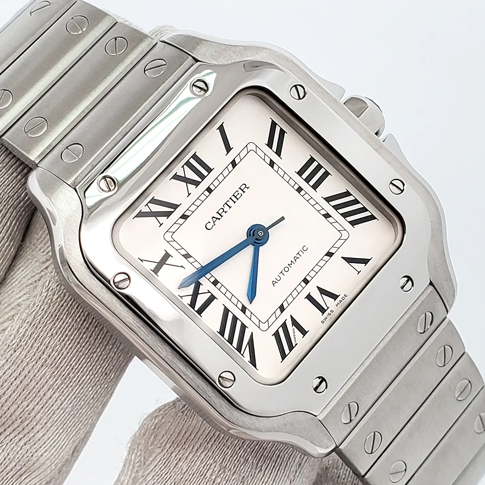 2019 Cartier Santos Silver Roman Steel 35mm Watch WSSA0010 4075 Papers - Image 2