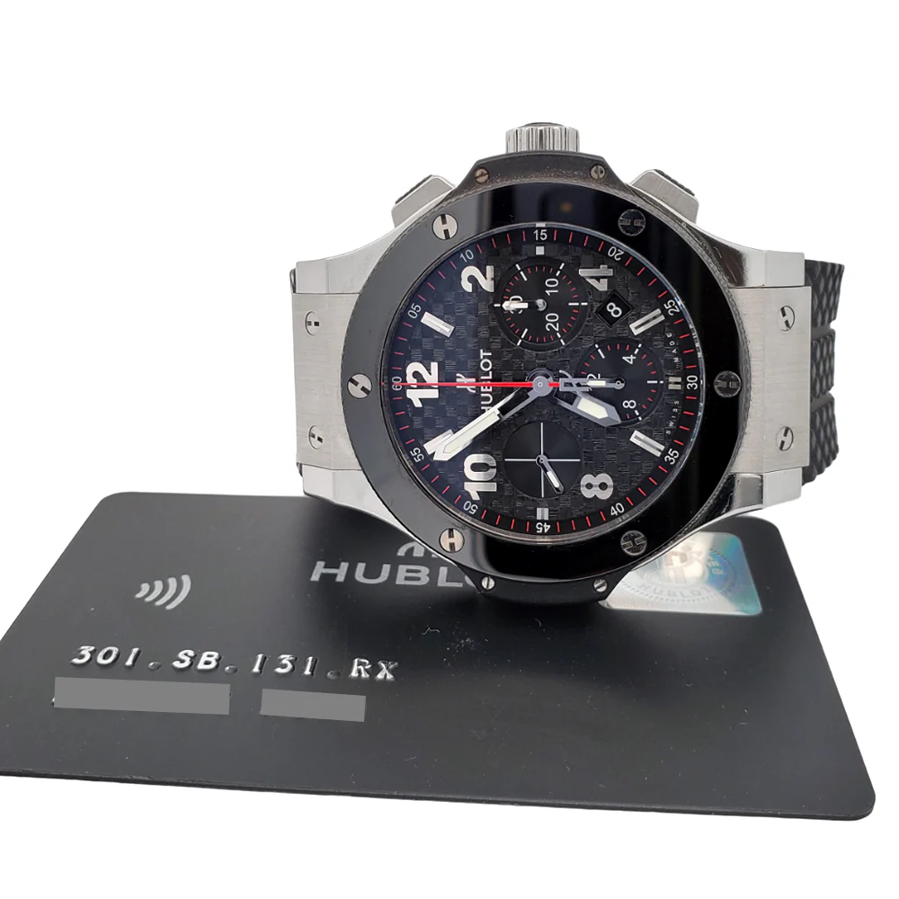 2019 Hublot Big Bang Chronograph 44mm Black Ceramic Steel Watch 301.SB.131.RX Box Papers - Image 3