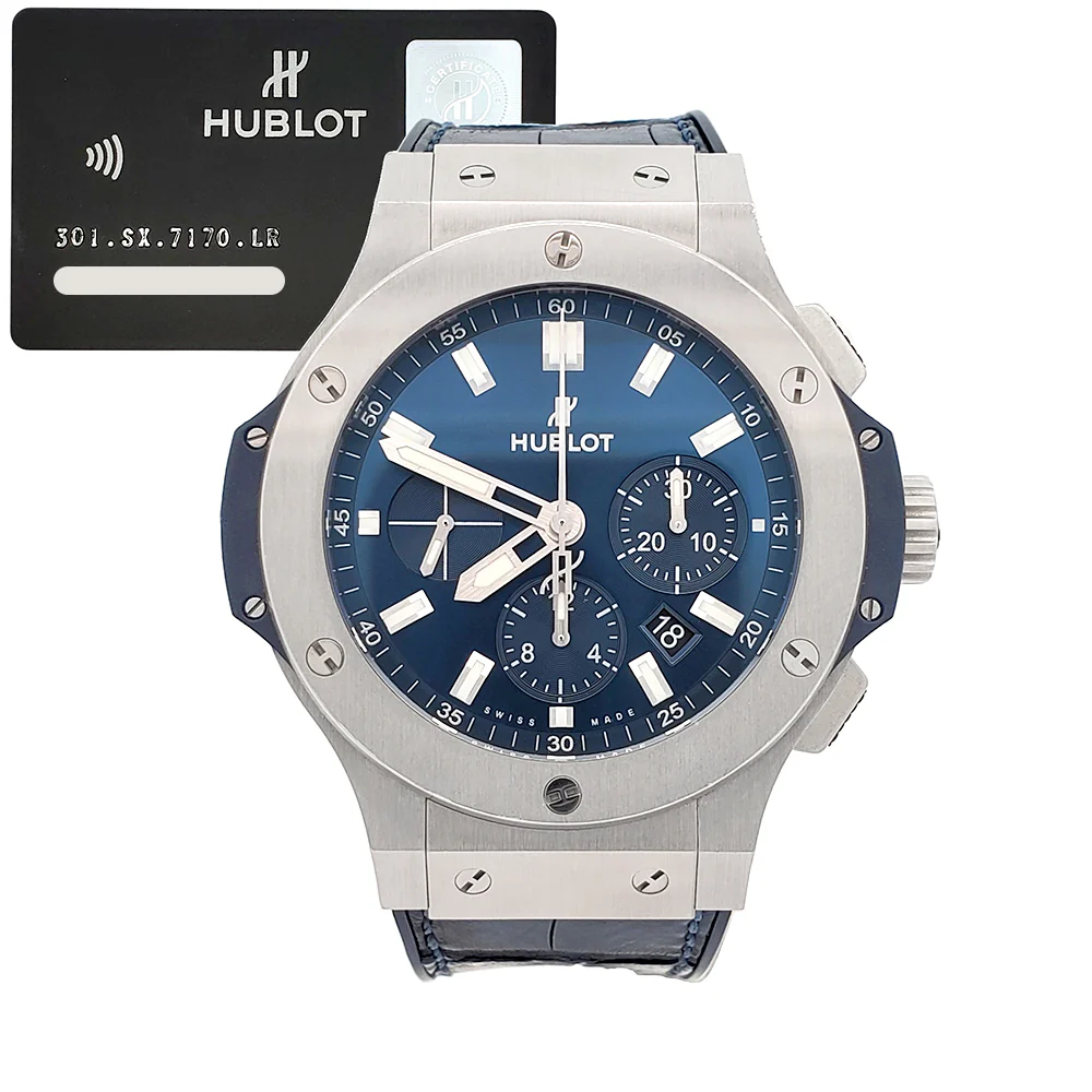 Hublot Big Bang Chronograph 44mm Blue Dial Steel Watch 301.SX.7170.LR Papers - Image 3