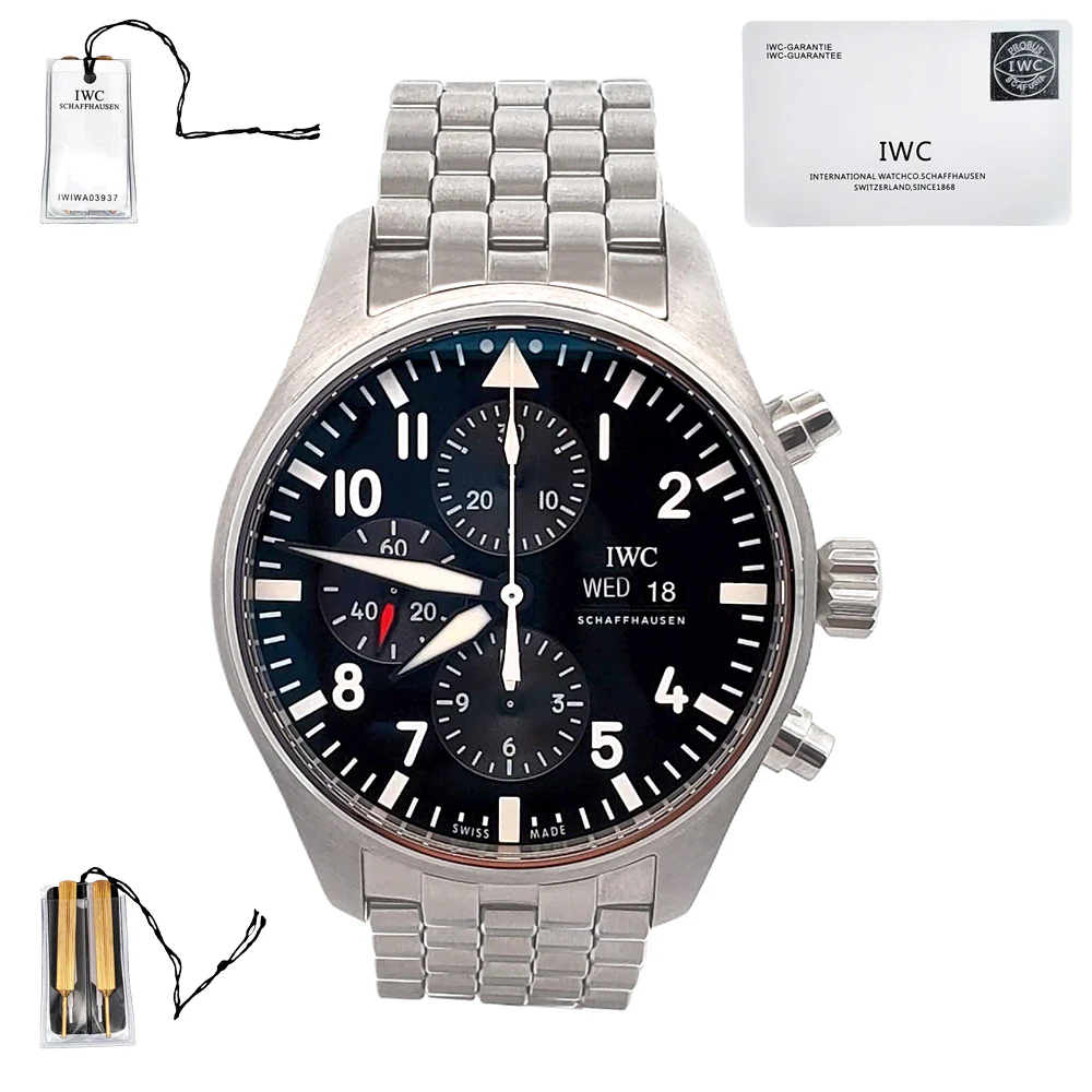 2019 IWC Pilot Chronograph Automatic Steel Mens 43mm Watch IW377710 Papers - Image 4