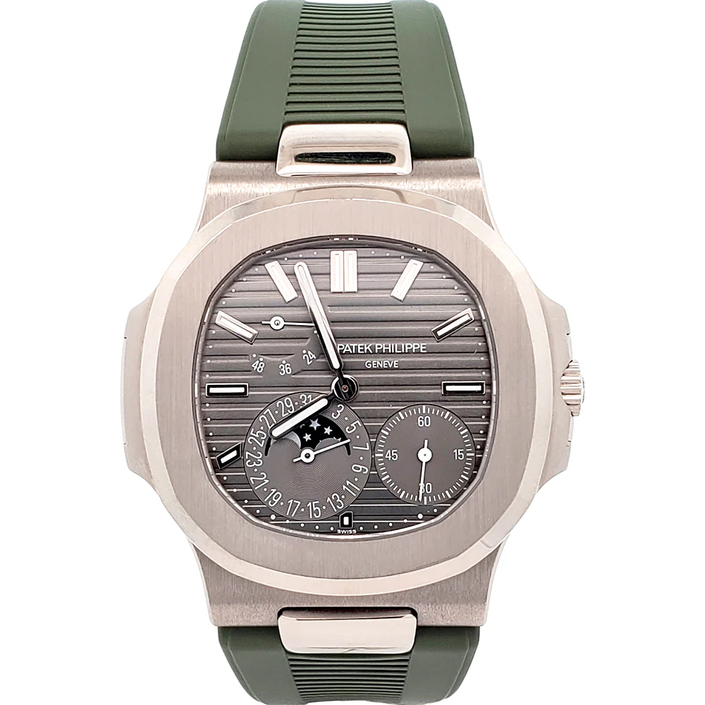 2019 Patek Philippe Nautilus Moon phase 40mm Grey Dial White Gold Watch 5712G-001 Box/Papers/Strap - Image 4